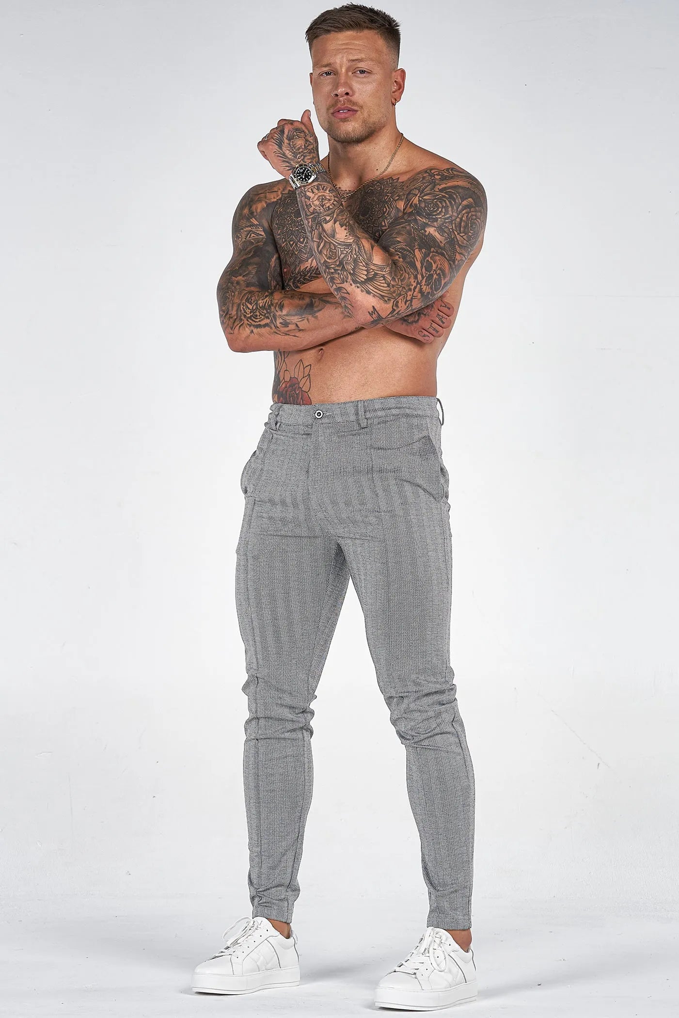 THE CHEVRON TROUSERS - GREY