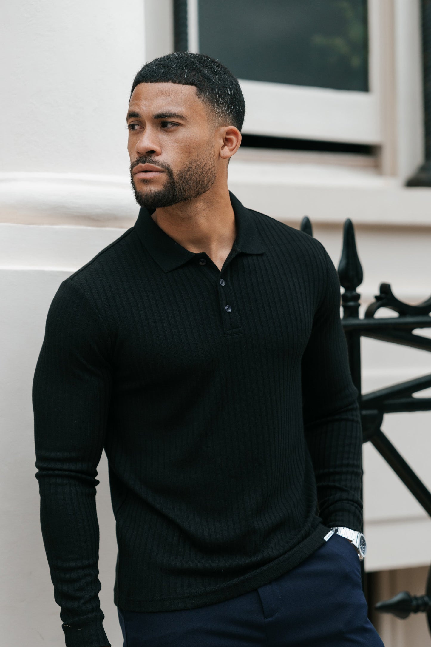 THE RIBBED LONGSLEEVE POLO