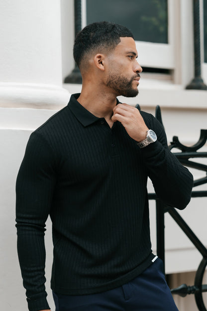 THE RIBBED LONGSLEEVE POLO