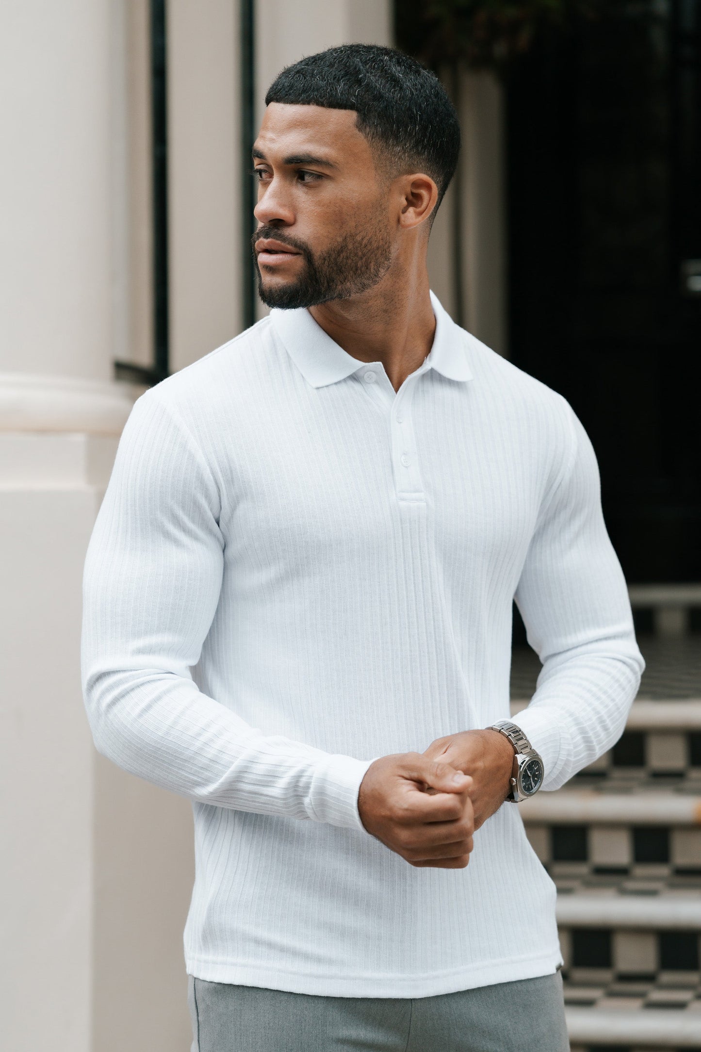 THE RIBBED LONGSLEEVE POLO