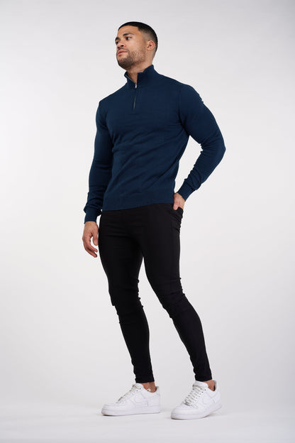 THE SANTORINI - HALF ZIP SWEATER - BLUE