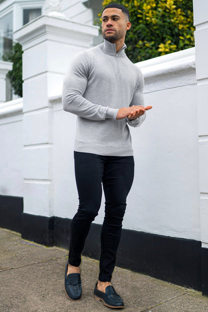 THE SANTORINI - HALF ZIP SWEATER - GREY