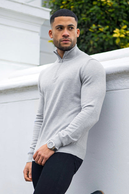 THE SANTORINI - HALF ZIP SWEATER - GREY