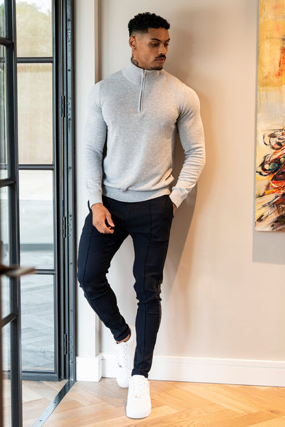 THE SANTORINI - HALF ZIP SWEATER - GREY