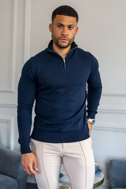 THE SANTORINI - HALF ZIP SWEATER - BLUE