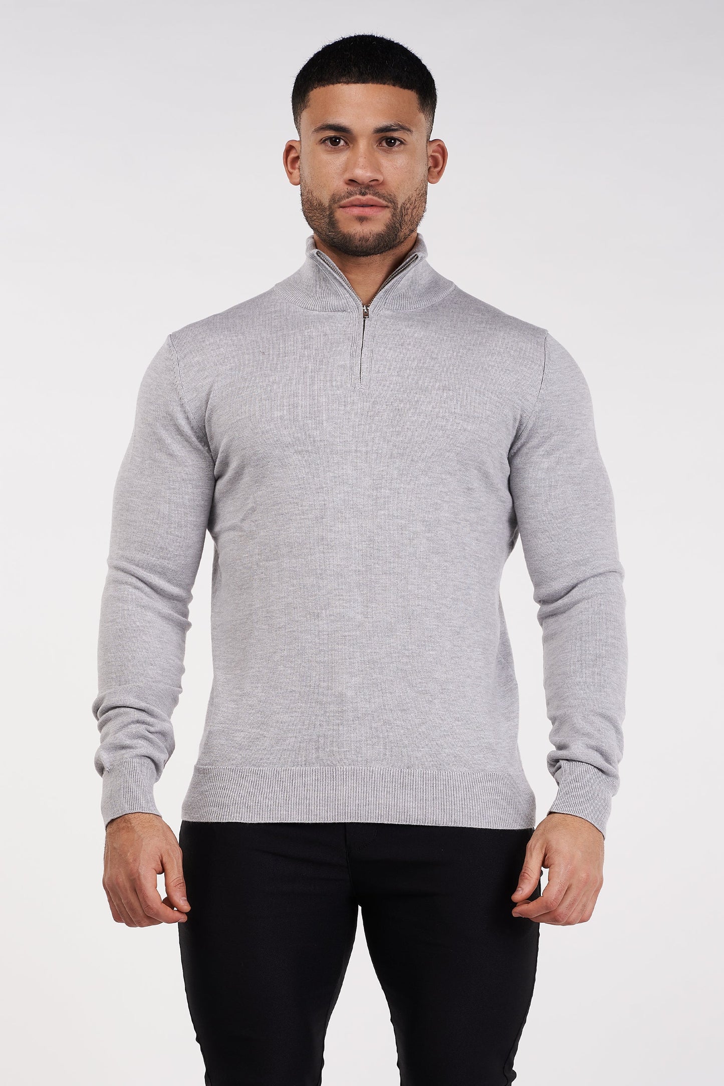 THE SANTORINI - HALF ZIP SWEATER - GREY