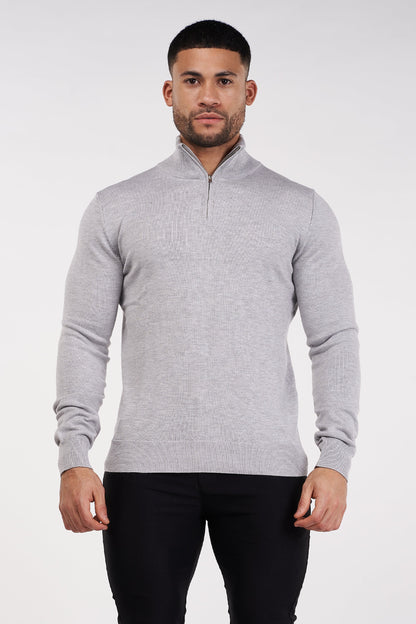 THE SANTORINI - HALF ZIP SWEATER - GREY