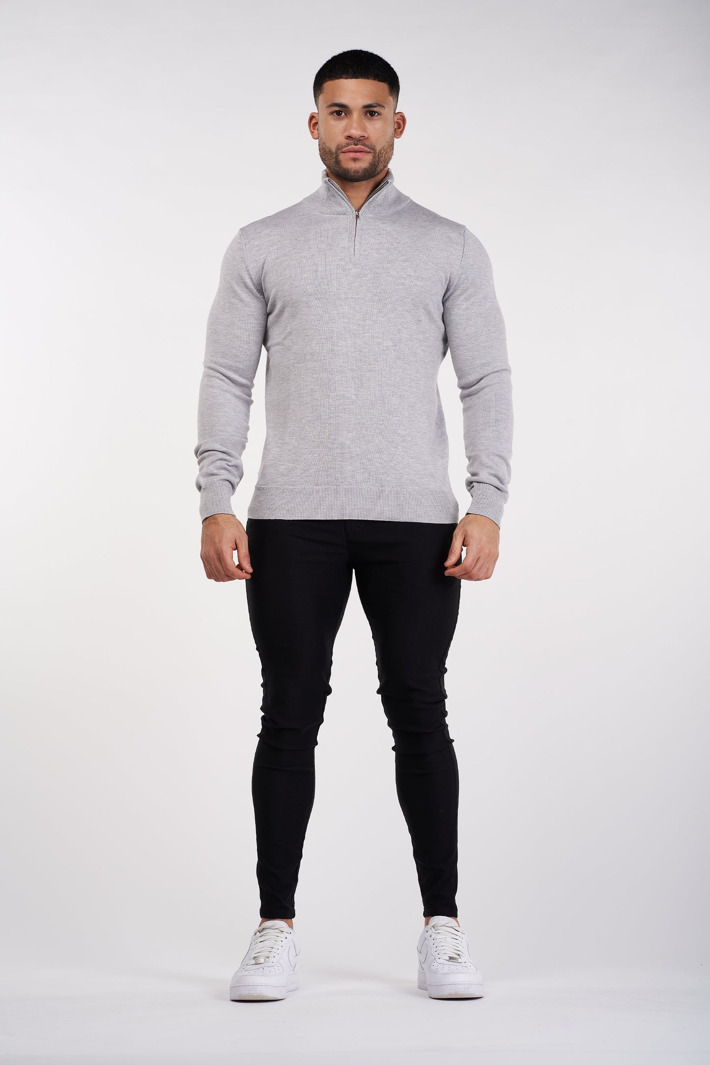 THE SANTORINI - HALF ZIP SWEATER - GREY