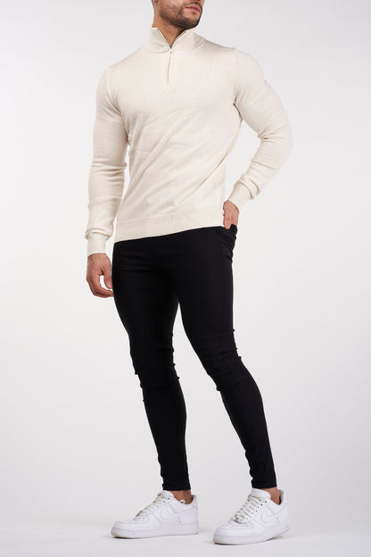 THE SANTORINI - HALF ZIP SWEATER - BEIGE