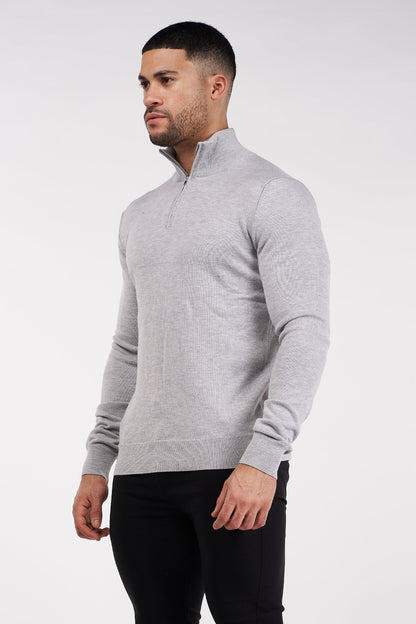 THE SANTORINI - HALF ZIP SWEATER - GREY