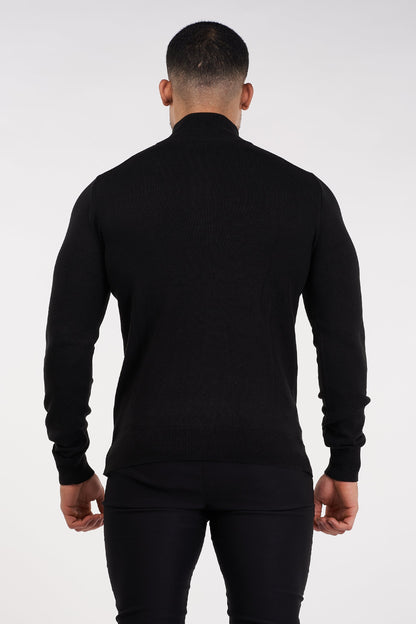 THE SANTORINI - HALF ZIP SWEATER - BLACK