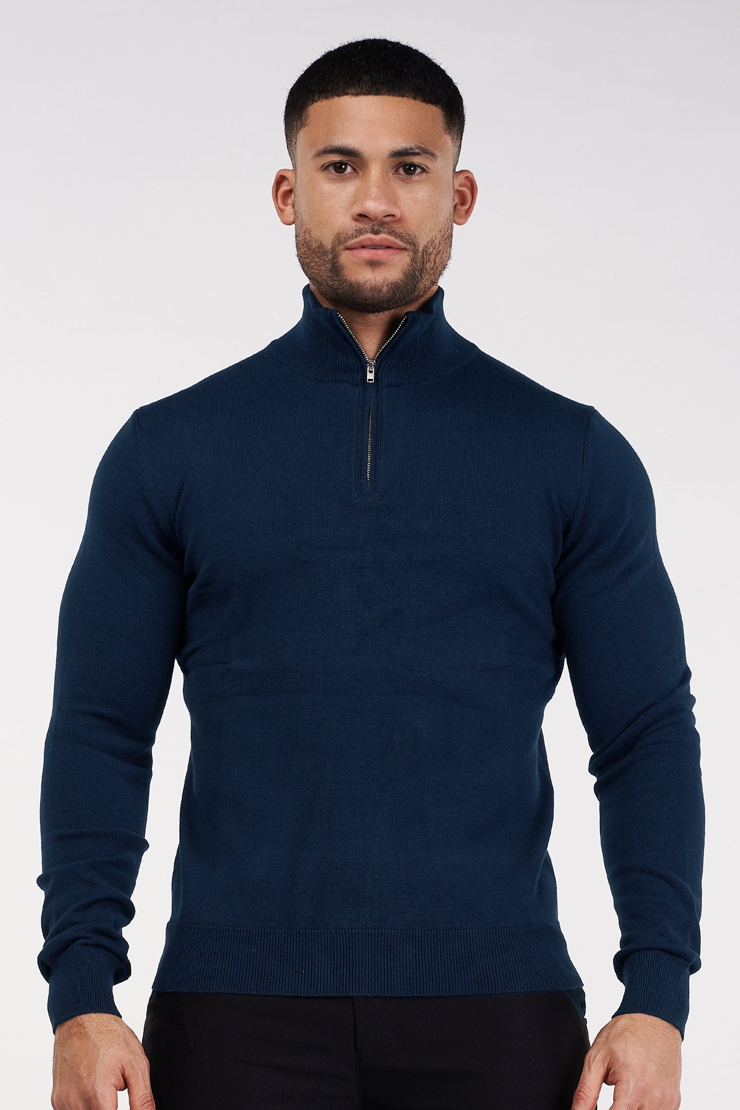 THE SANTORINI - HALF ZIP SWEATER - BLUE