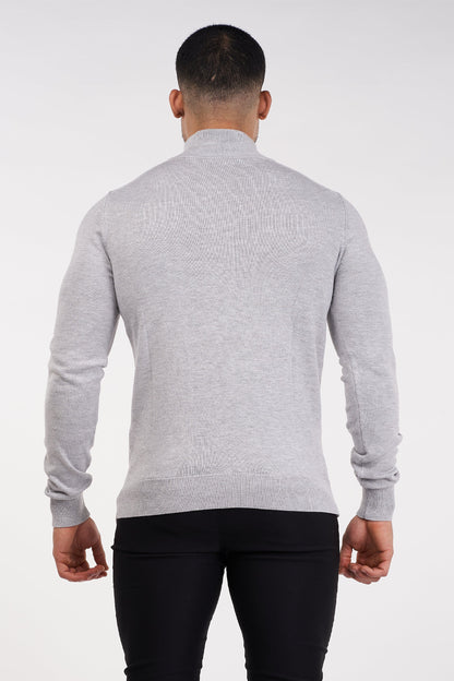 THE SANTORINI - HALF ZIP SWEATER - GREY