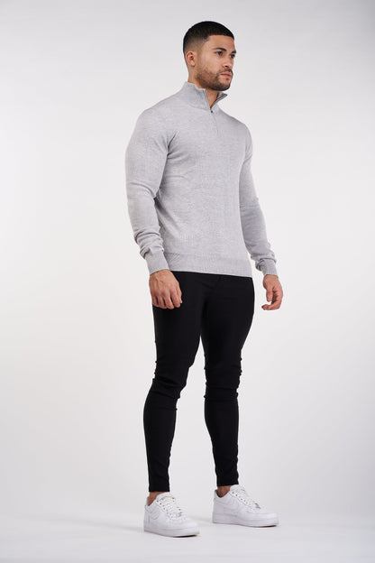 THE SANTORINI - HALF ZIP SWEATER - GREY