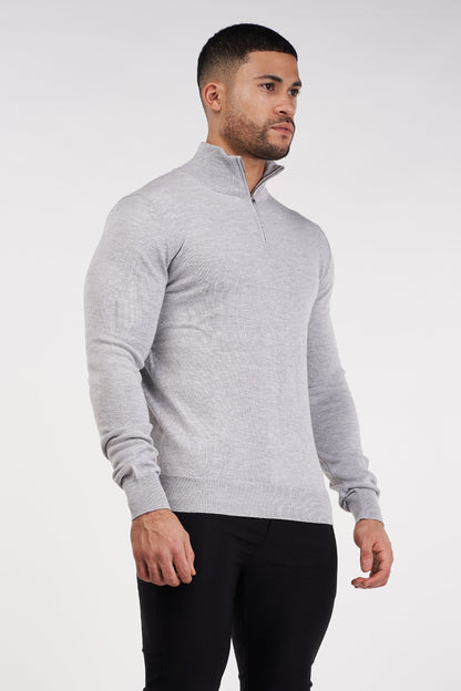 THE SANTORINI - HALF ZIP SWEATER - GREY