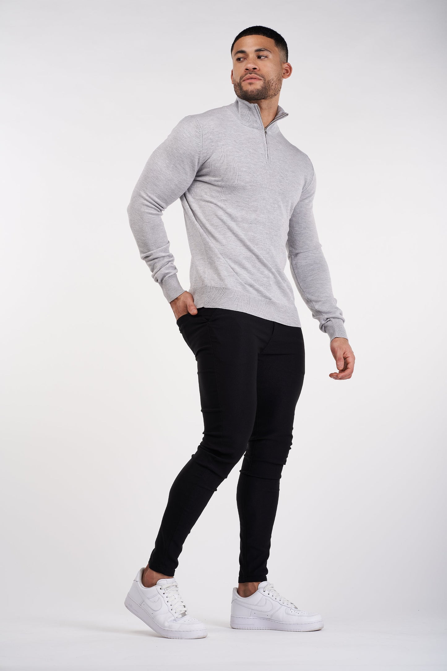 THE SANTORINI - HALF ZIP SWEATER - GREY